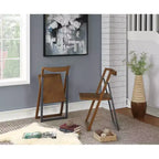 Lot de 2 chaises pliantes Sydney Chestnut à brosse métallique – Boraam : style scandinave, cadre en bois, aucun assemblage requis