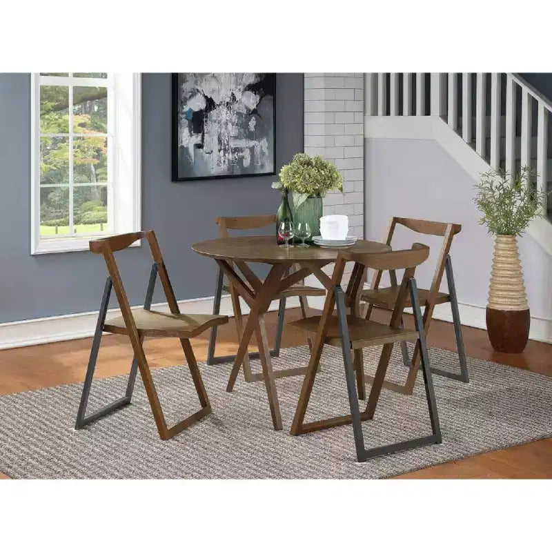Lot de 2 chaises pliantes Sydney Chestnut à brosse métallique – Boraam : style scandinave, cadre en bois, aucun assemblage requis