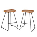 Lifestorey Set of 2 Chapman 24" Counter Height Barstool Natural: Black Frame, Pinewood, Industrial Design