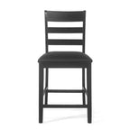 Christopher Knight Home Tabourets de bar Benner Farmhouse rembourrés en bois, hauteur comptoir, 2 pièces, Noir : Similicuir, pieds en bois d'hévéa, sans accoudoirs
