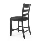 Christopher Knight Home Tabourets de bar Benner Farmhouse rembourrés en bois, hauteur comptoir, 2 pièces, Noir : Similicuir, pieds en bois d'hévéa, sans accoudoirs