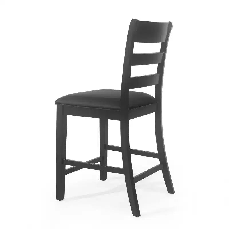 Christopher Knight Home Tabourets de bar Benner Farmhouse rembourrés en bois, hauteur comptoir, 2 pièces, Noir : Similicuir, pieds en bois d'hévéa, sans accoudoirs