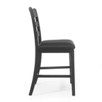 Christopher Knight Home Tabourets de bar Benner Farmhouse rembourrés en bois, hauteur comptoir, 2 pièces, Noir : Similicuir, pieds en bois d'hévéa, sans accoudoirs
