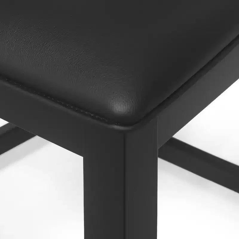 Christopher Knight Home Tabourets de bar Benner Farmhouse rembourrés en bois, hauteur comptoir, 2 pièces, Noir : Similicuir, pieds en bois d'hévéa, sans accoudoirs