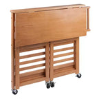 Chariot Pliant Bois/Chêne Clair - Winsome : Chariot de Cuisine Traditionnel, Cadre en Bois Franc, Finition Satinée, Roues Blocables, 2 Étagères