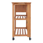 Chariot Pliant Bois/Chêne Clair - Winsome : Chariot de Cuisine Traditionnel, Cadre en Bois Franc, Finition Satinée, Roues Blocables, 2 Étagères