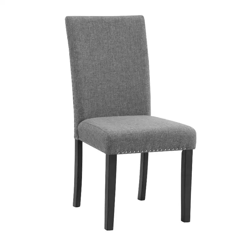 Ensemble de salle à manger rond contemporain Kellum 5 pièces : Plateau en faux marbre, Chaises cloutées - miBasics