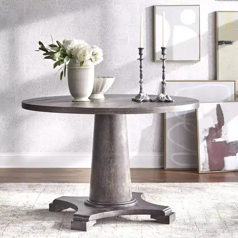 angelo:TABLE À MANGER RONDE SUR PIED Ariane Gris: Style Vintage, 4 Places