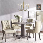 angelo:TABLE À MANGER RONDE SUR PIED Ariane Gris: Style Vintage, 4 Places
