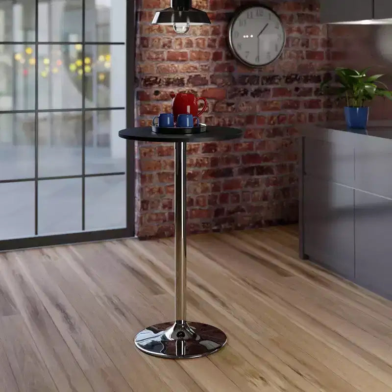 Table ronde de bar 24" Spectrum avec pieds en métal noir - Winsome : Piètement chromé, plateau MDF, style contemporain