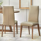 Ensemble de salle à manger moderne 7 pièces Lifestorey Valissa avec chaises en cuir Noyer/Gris taupe