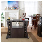 Boutique 24h/24 et 7j/7 – Meuble à vin sur pied incurvé Claren en bois/espresso : Rangement élégant, bar mobile
