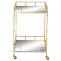 Contemporary Square Bar Cart with 2 Mirrored Trays Gold - Olivia & May: No Assembly, Fixed Shelves, Indoor Use