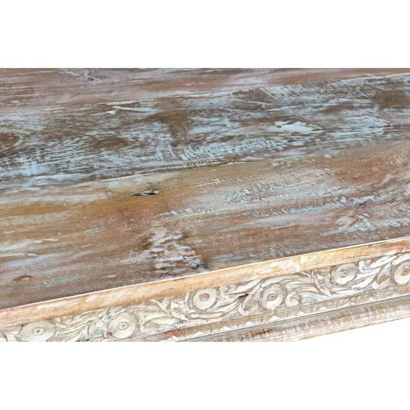 Table à manger sculptée en bois flotté recyclé 83" marron - Timbergirl