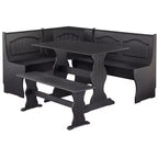 Buylateral 3pc Washington Farmhouse Breakfast Nook with Storage Black