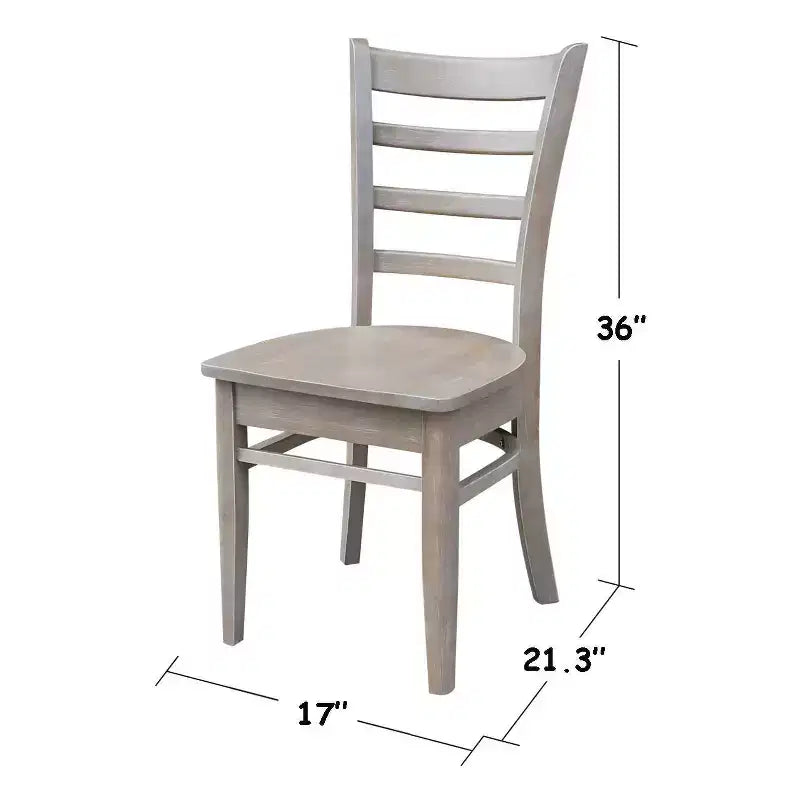 Table de salle à manger 3 pièces en bois massif 30"x30" et 2 chaises Emily, Taupe Gris Lavé - International Concepts : Hévéa, Carrée, Non-Extensible