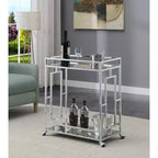 Dessert de bar Town Square Verre/Miroir/Chrome - Breighton Home : Style glamour, 2 étages, roulettes verrouillables