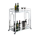 Dessert de bar Town Square Verre/Miroir/Chrome - Breighton Home : Style glamour, 2 étages, roulettes verrouillables
