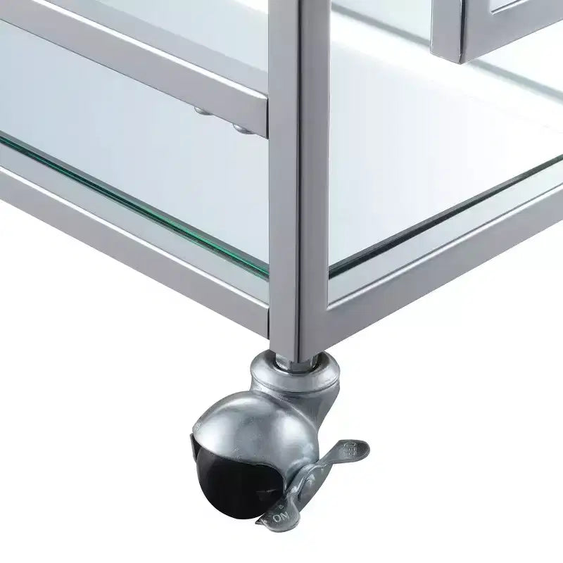 Dessert de bar Town Square Verre/Miroir/Chrome - Breighton Home : Style glamour, 2 étages, roulettes verrouillables