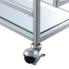 Dessert de bar Town Square Verre/Miroir/Chrome - Breighton Home : Style glamour, 2 étages, roulettes verrouillables
