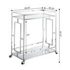 Dessert de bar Town Square Verre/Miroir/Chrome - Breighton Home : Style glamour, 2 étages, roulettes verrouillables