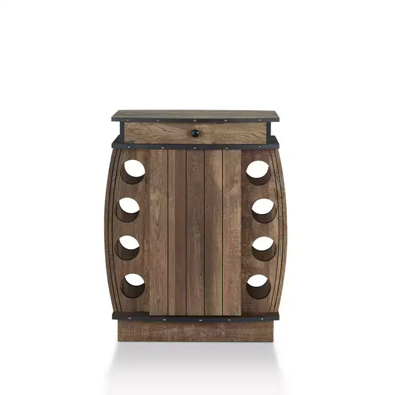 24/7 Shop At Home Mini bar Bundti avec casier à vin 8 bouteilles en chêne recyclé : Étagère réglable, meuble de rangement en MDF