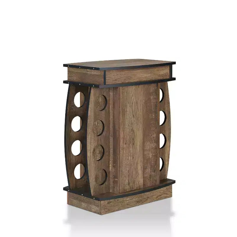 24/7 Shop At Home Mini bar Bundti avec casier à vin 8 bouteilles en chêne recyclé : Étagère réglable, meuble de rangement en MDF