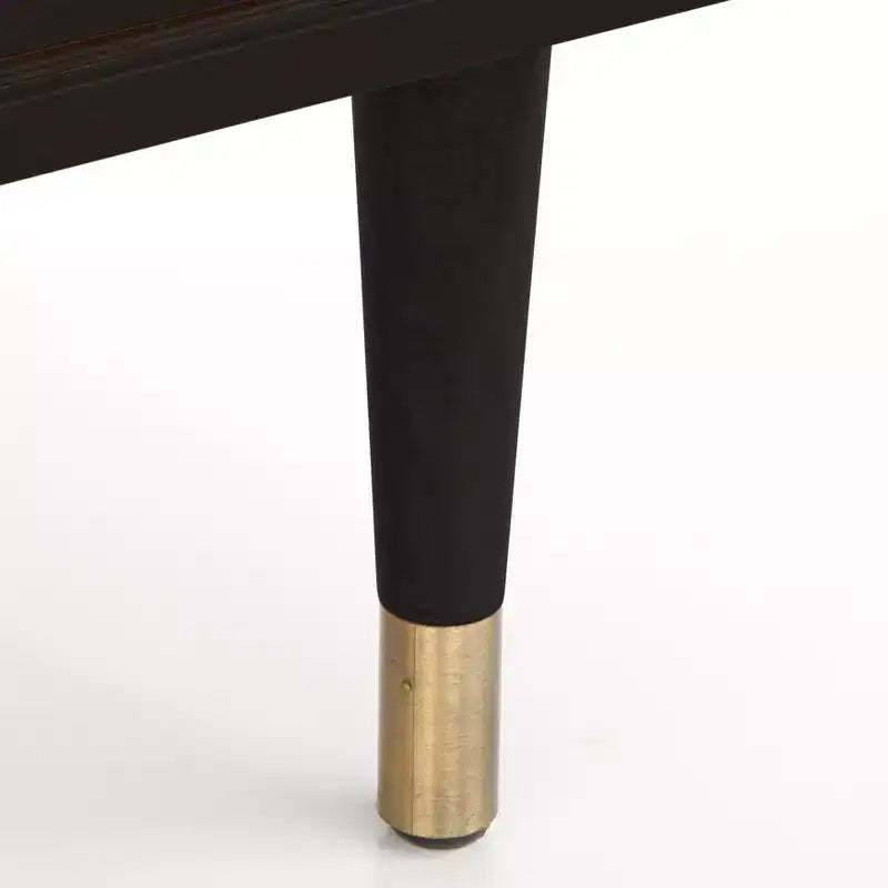 angelo:HOME Buffet Allen Mid-Century Modern Noir/Naturel : Portes Coulissantes en Rotin, Pieds Coniques