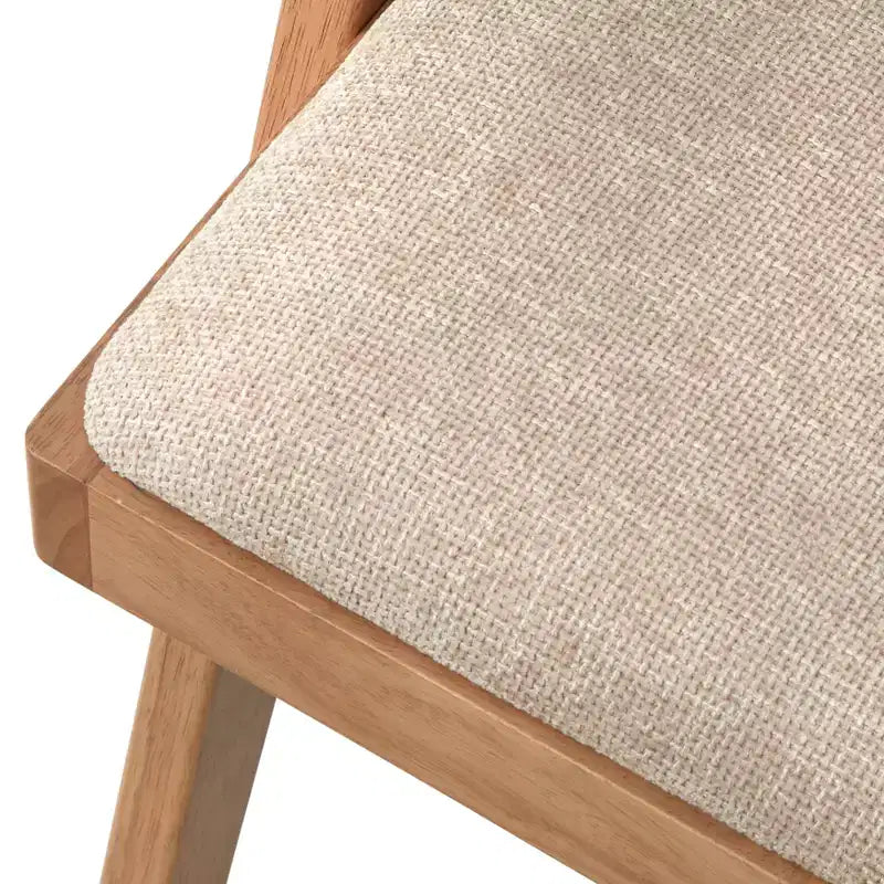 Lifestorey Ensemble de salle à manger 5 pièces en bois massif Baywood Mid-Century avec fauteuil, chêne clair/beige