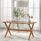 Lifestorey Ensemble de salle à manger 5 pièces en bois massif Baywood Mid-Century avec fauteuil, chêne clair/beige