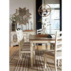 Table de salle à manger extensible rectangulaire Realyn blanc écaillé : 8 places, style campagne chic - Signature Design by Ashley