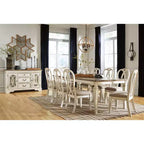 Table de salle à manger extensible rectangulaire Realyn blanc écaillé : 8 places, style campagne chic - Signature Design by Ashley