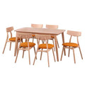 Buylateral 7pc Cadiz Mid Century Modern Rectangular Dining Set Natural/Orange