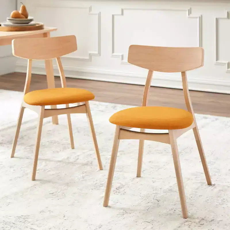 Ensemble de salle à manger rectangulaire 7 pièces Cadiz Buylateral, style moderne du milieu du siècle, naturel/orange