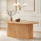 Lifestorey Ensemble de salle à manger ovale moderne Layton 7 pièces avec chaises en cuir Naturel/Kaki