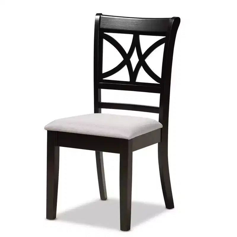 Ensemble de salle à manger en bois rembourré Julia 5 pièces gris/marron foncé - Baxton Studio