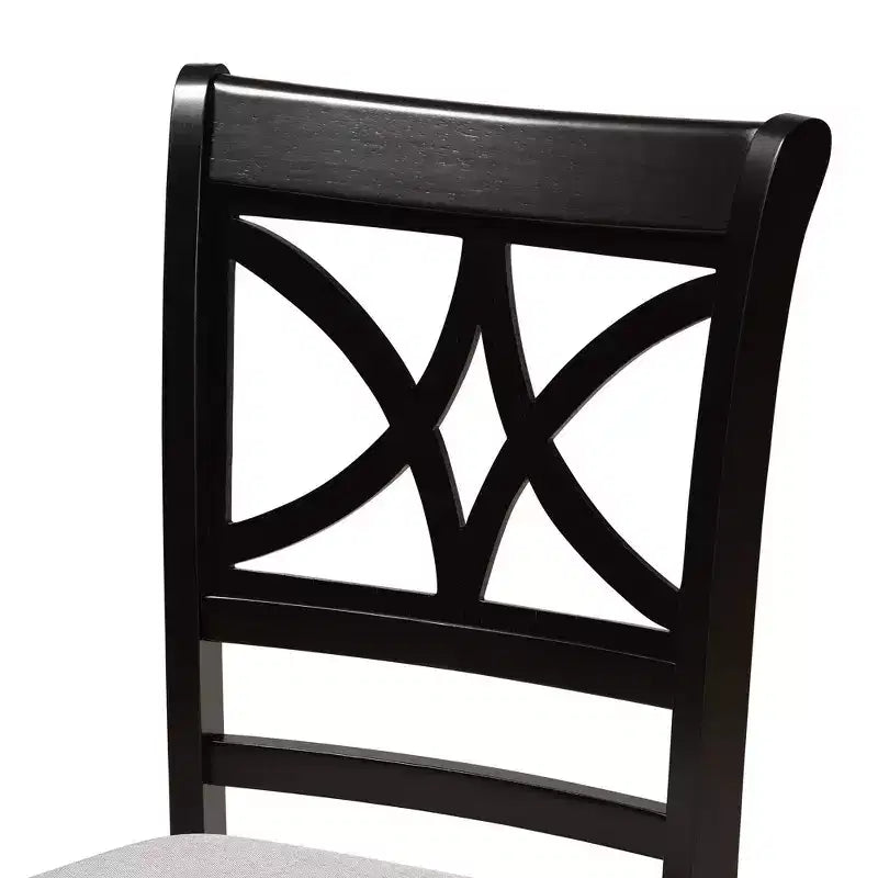 Ensemble de salle à manger en bois rembourré Julia 5 pièces gris/marron foncé - Baxton Studio