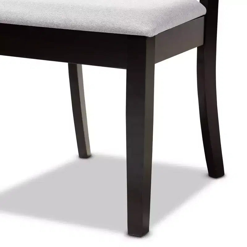 Ensemble de salle à manger en bois rembourré Julia 5 pièces gris/marron foncé - Baxton Studio