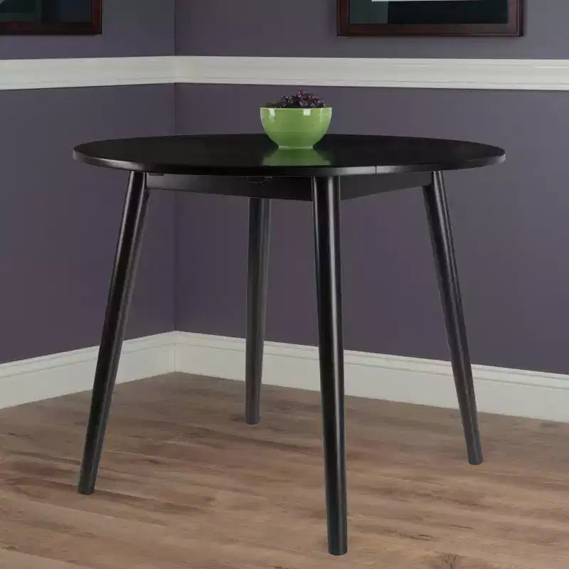 Table à manger ronde à rallonges Moreno 91 cm noire - Winsome : gain de place, 4 places assises