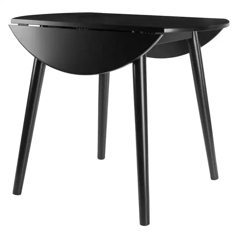 Table à manger ronde à rallonges Moreno 91 cm noire - Winsome : gain de place, 4 places assises