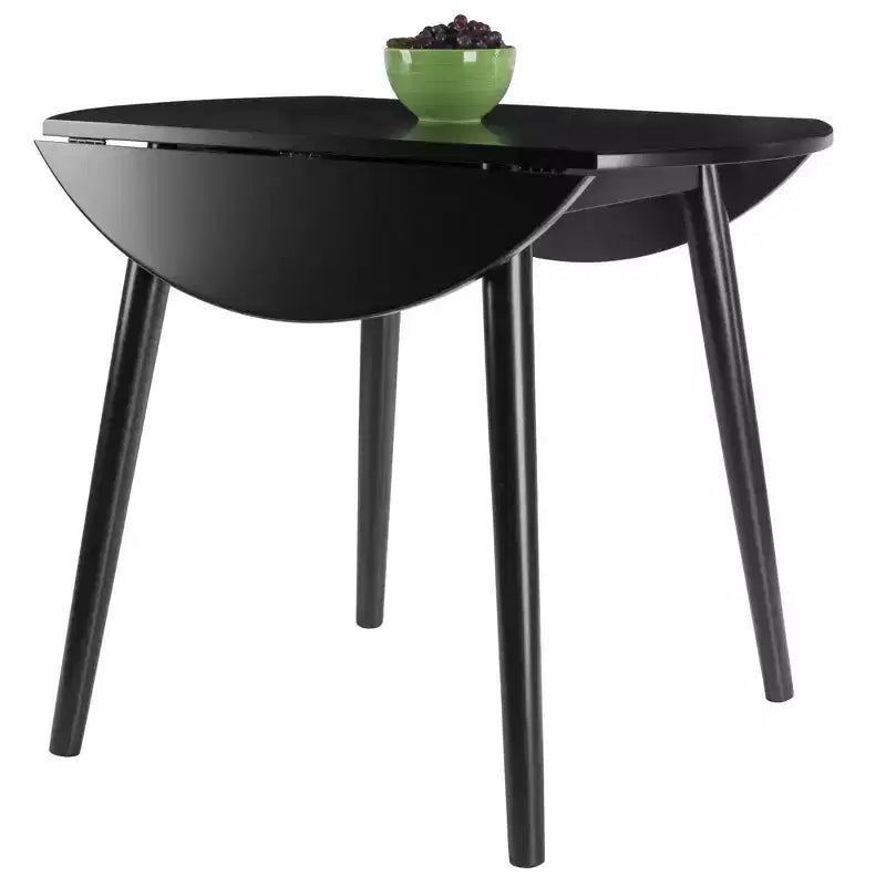 Table à manger ronde à rallonges Moreno 91 cm noire - Winsome : gain de place, 4 places assises