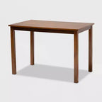 Ensemble de salle à manger 5 pièces en tissu Caron et bois, gris/noyer - Baxton Studio : Table moderne en bois d'hévéa et 4 chaises sans accoudoirs rembourrées