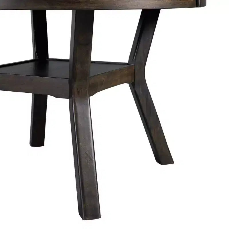 Ensemble de salle à manger 5 pièces Taylor hauteur standard 4 chaises latérales en similicuir Noyer - Picket House Furnishings : Table ronde, Structure en bois d'hévéa, Rembourrage en mousse