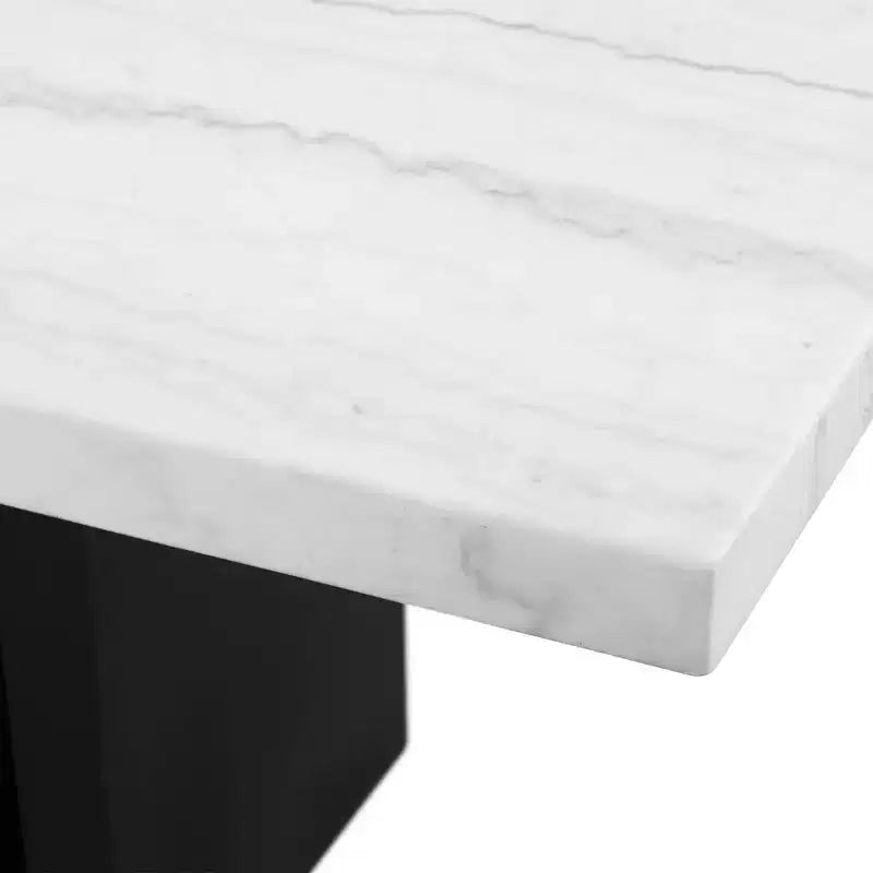 Table à manger hauteur standard Picket House Furnishings Willow Marble Blanche : Moderne, 6 places, MDF et placage bois