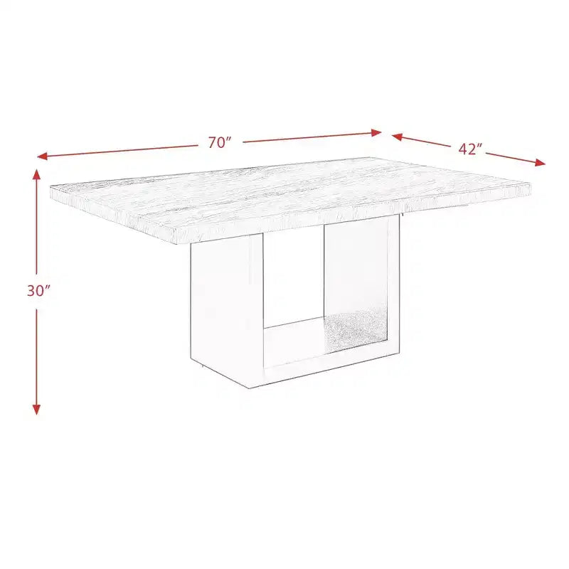 Table à manger hauteur standard Picket House Furnishings Willow Marble Blanche : Moderne, 6 places, MDF et placage bois