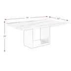 Table à manger hauteur standard Picket House Furnishings Willow Marble Blanche : Moderne, 6 places, MDF et placage bois