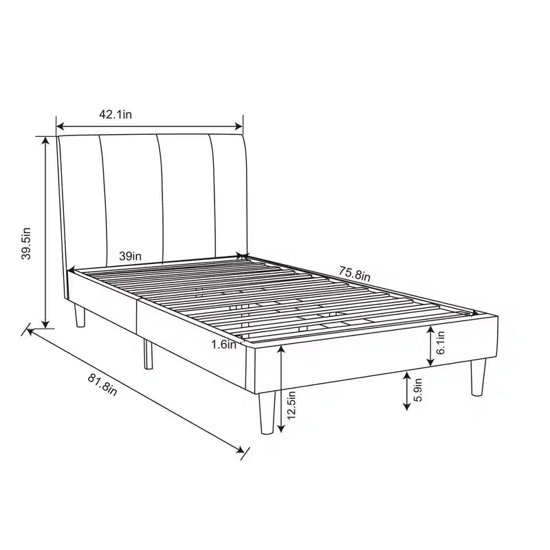 Lit jumeau crème - Room Essentials™ : Tête de lit rembourrée, Cadre en contreplaqué, Aucun sommier tapissier requis
