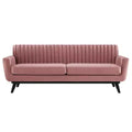 Engage Channel Tufted Performance Velvet Sofa Dusty Rose - Modway: Upholstered, Wood Frame, Foam Fill