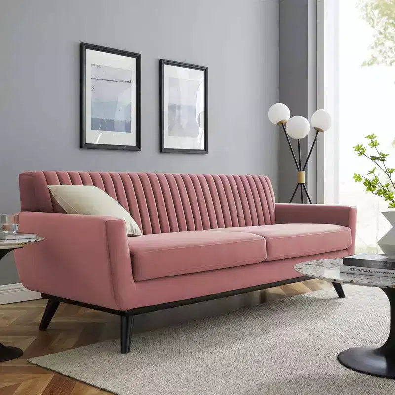 Canapé performance velours capitonné Engage Dusty Rose – Modway : Rembourré, Structure en bois, Garnissage en mousse