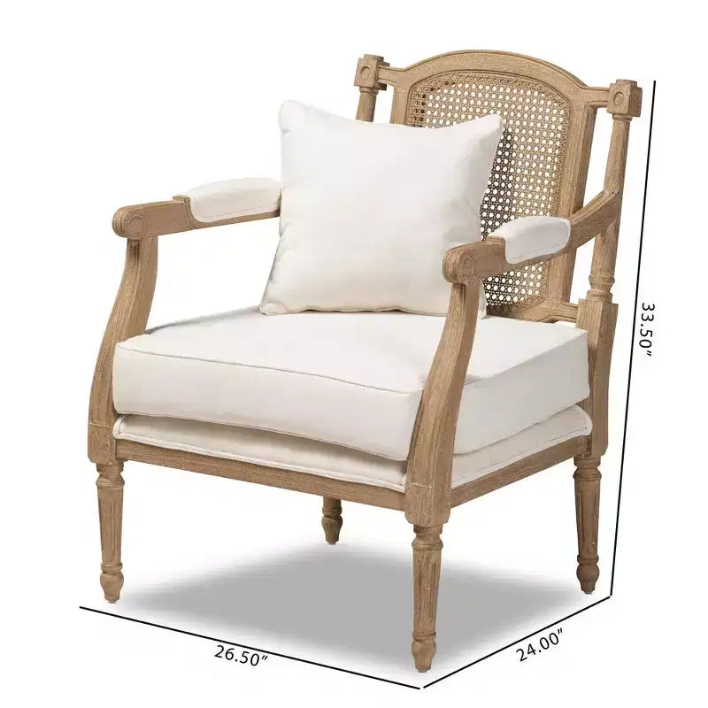 Fauteuil d'appoint en bois blanchi Clemence, couleur ivoire/chêne - Baxton Studio